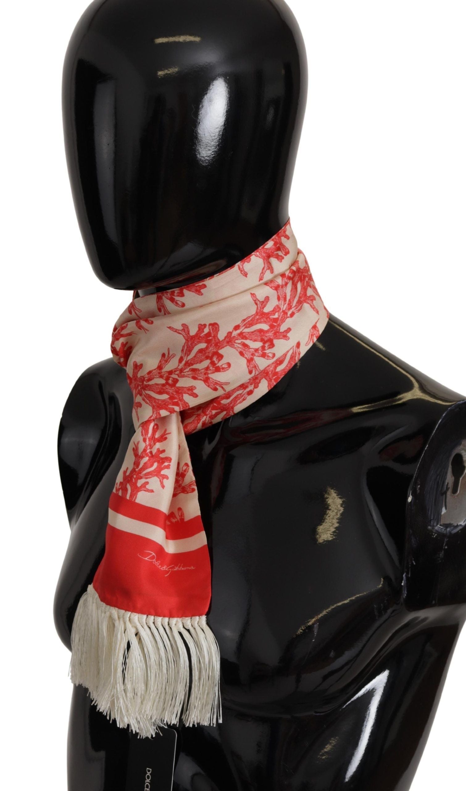 Dolce & Gabbana Elegant Silk Men's Scarf Wrap - Red Coral Print - Luksuslaukut ja asusteet Dolce & Gabbana - Tutustu YVES JAVANNI® 