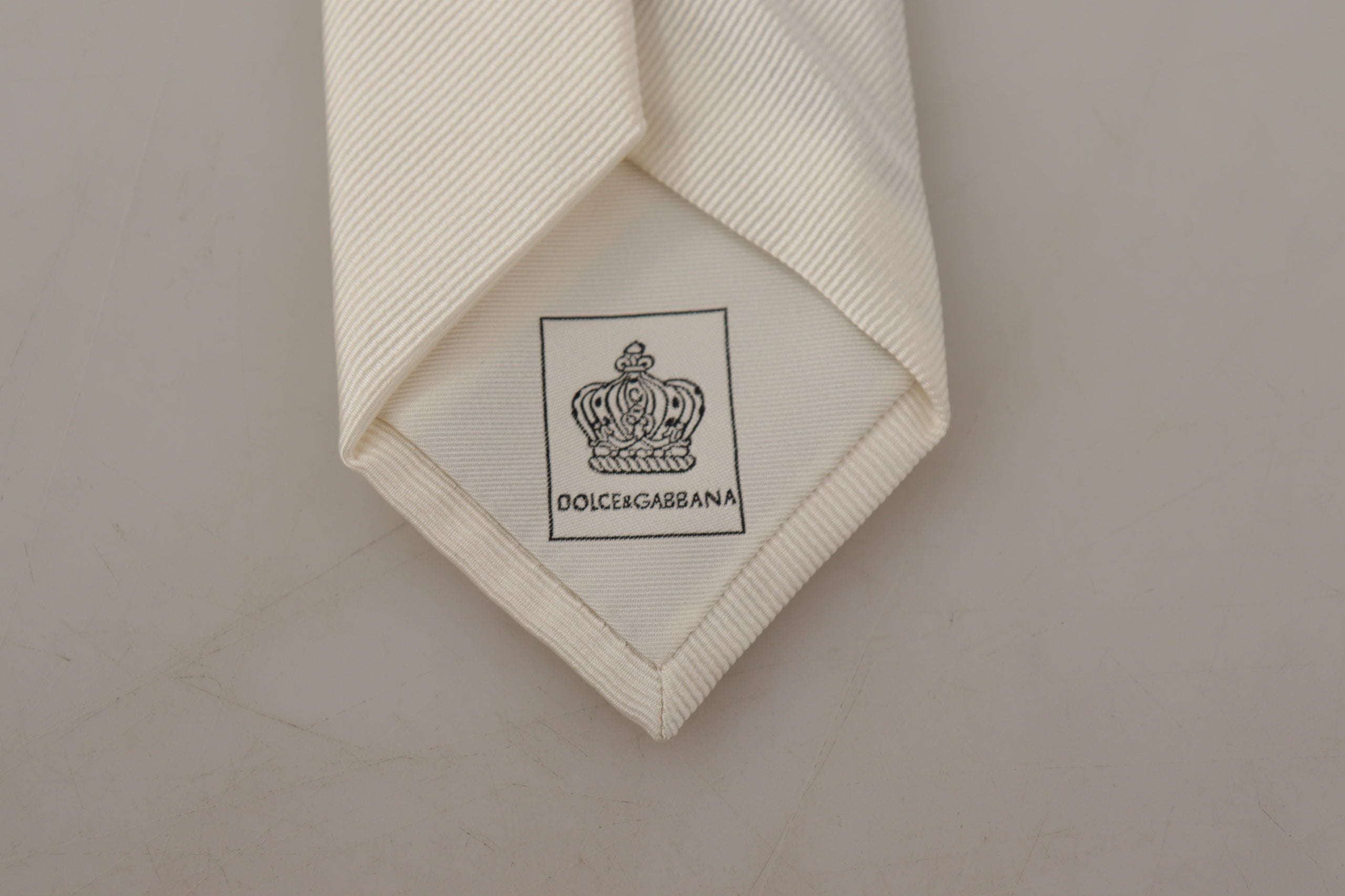 Dolce & Gabbana Elegant White Silk Men's Tie - Luksuslaukut ja asusteet Dolce & Gabbana - Tutustu YVES JAVANNI® 