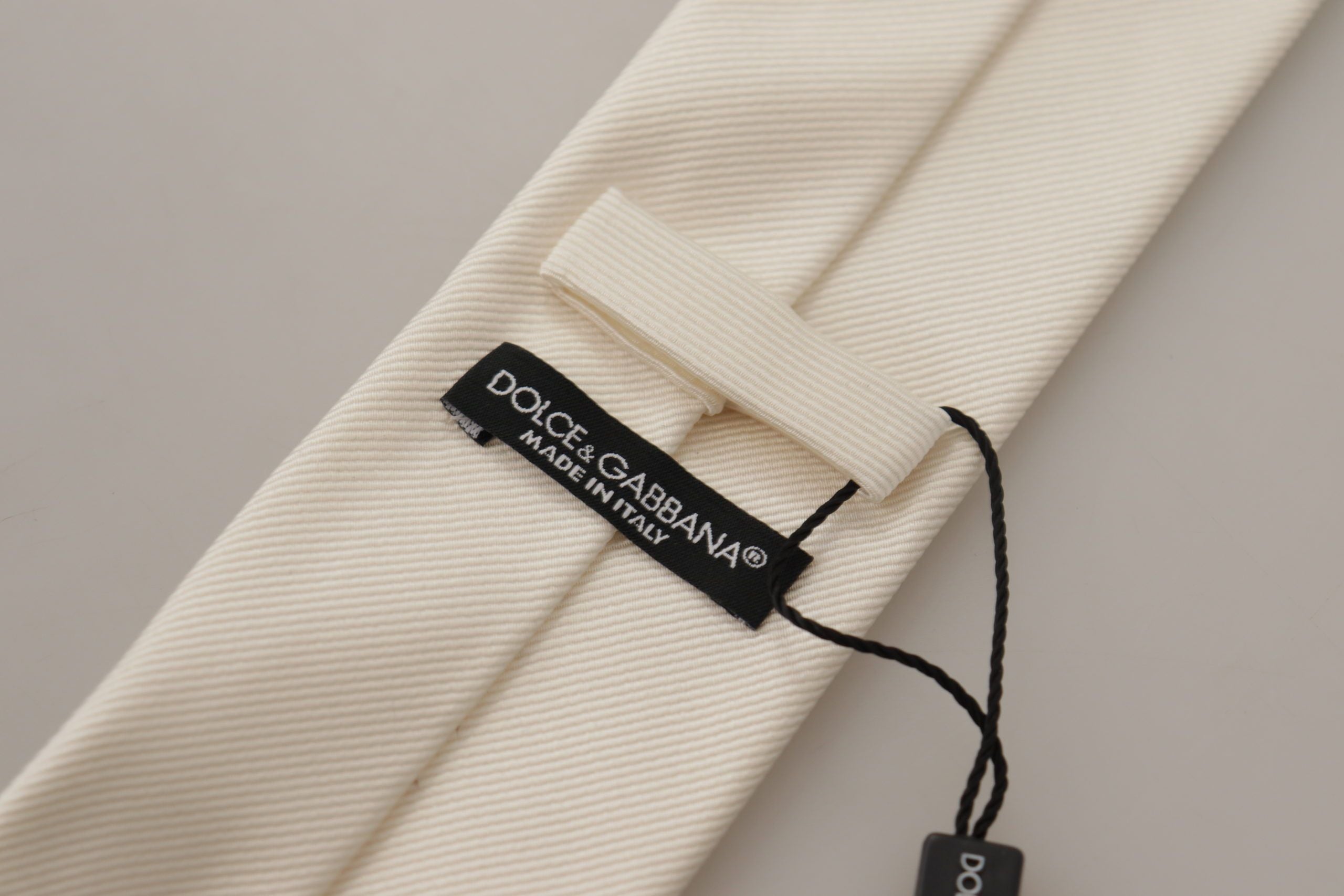 Dolce & Gabbana Elegant White Silk Men's Tie - Luksuslaukut ja asusteet Dolce & Gabbana - Tutustu YVES JAVANNI® 