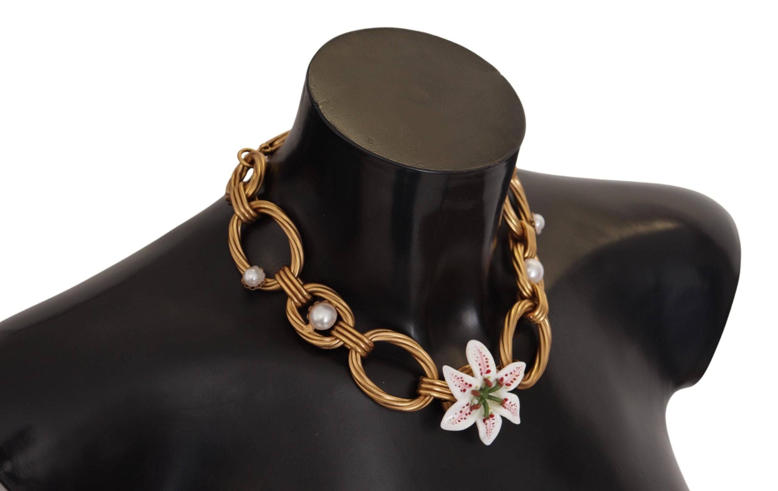 Dolce & Gabbana Elegant Gold Lilly Flower Pendant Necklace - Luksuslaukut ja asusteet Dolce & Gabbana - Tutustu YVES JAVANNI® 