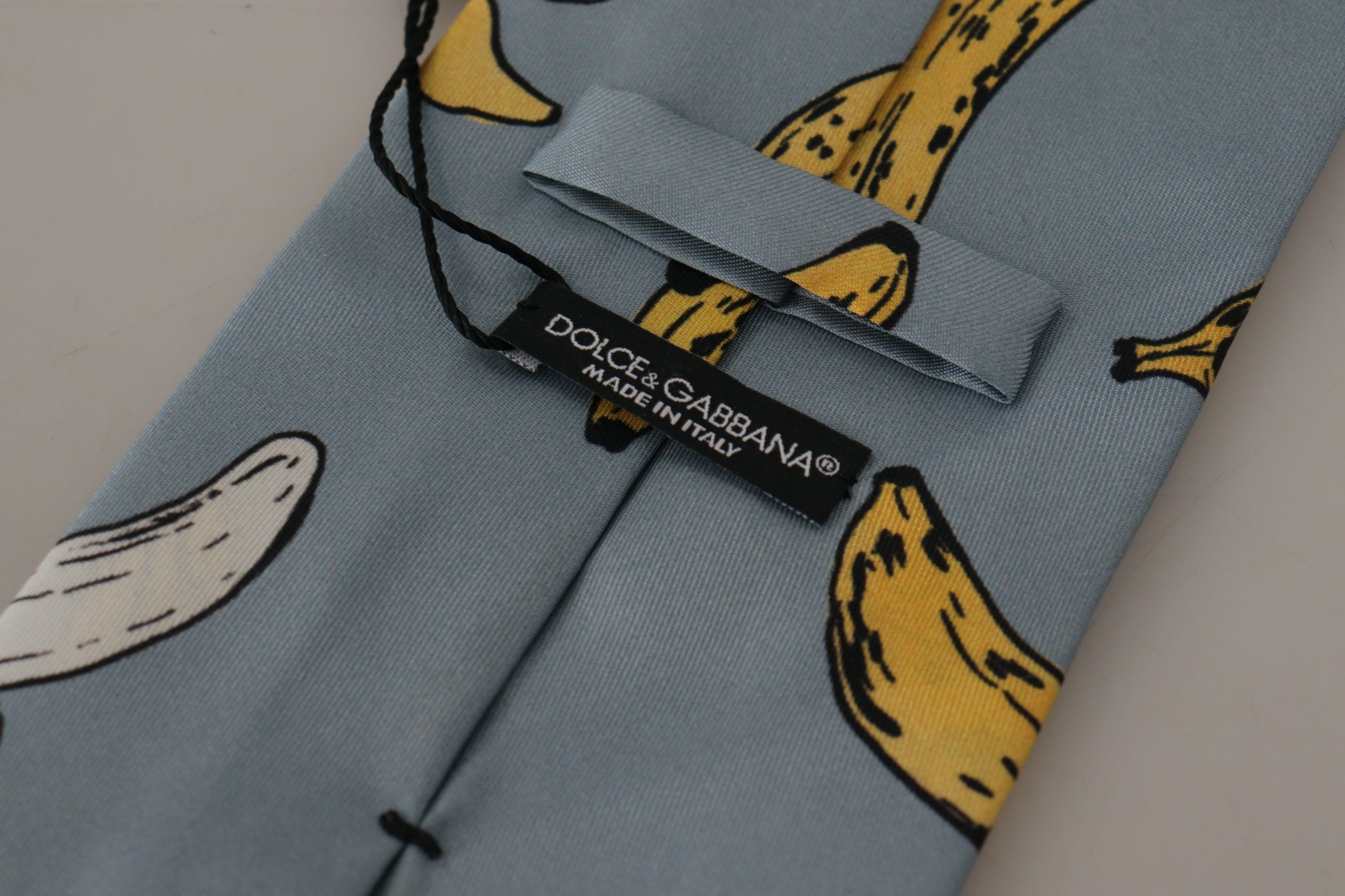 Dolce & Gabbana Elegant Blue Banana Print Silk Tie - Luksuslaukut ja asusteet Dolce & Gabbana - Tutustu YVES JAVANNI® 