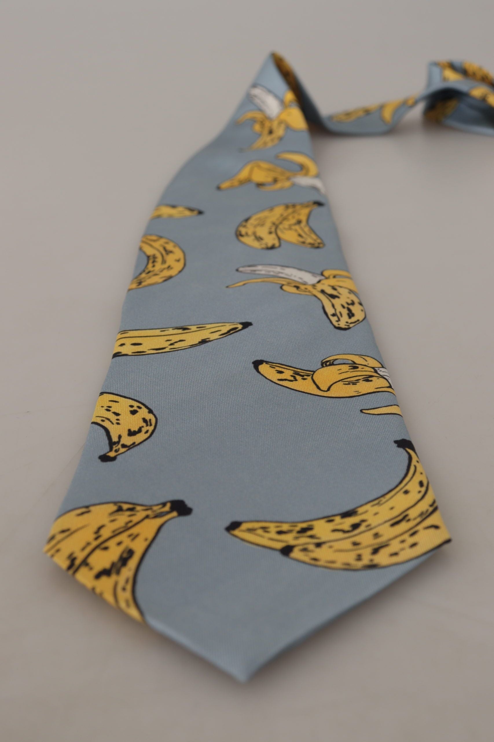 Dolce & Gabbana Elegant Blue Banana Print Silk Tie - Luksuslaukut ja asusteet Dolce & Gabbana - Tutustu YVES JAVANNI® 