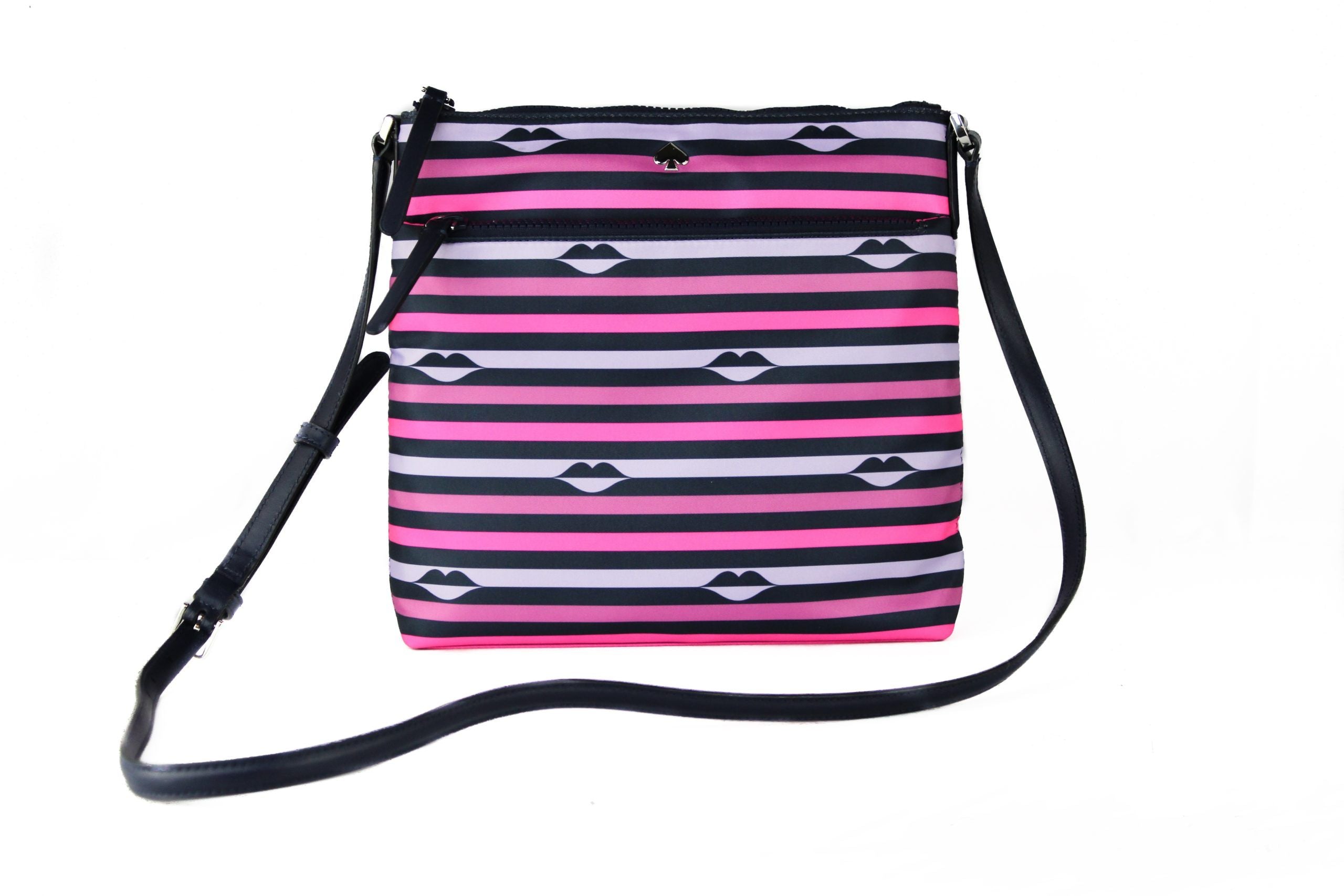 Kate Spade Jae Nylon Leather Flat Pink Striped Multi Crossbody HandBag Purse - Luksuslaukut ja asusteet Kate Spade - Tutustu YVES JAVANNI® 