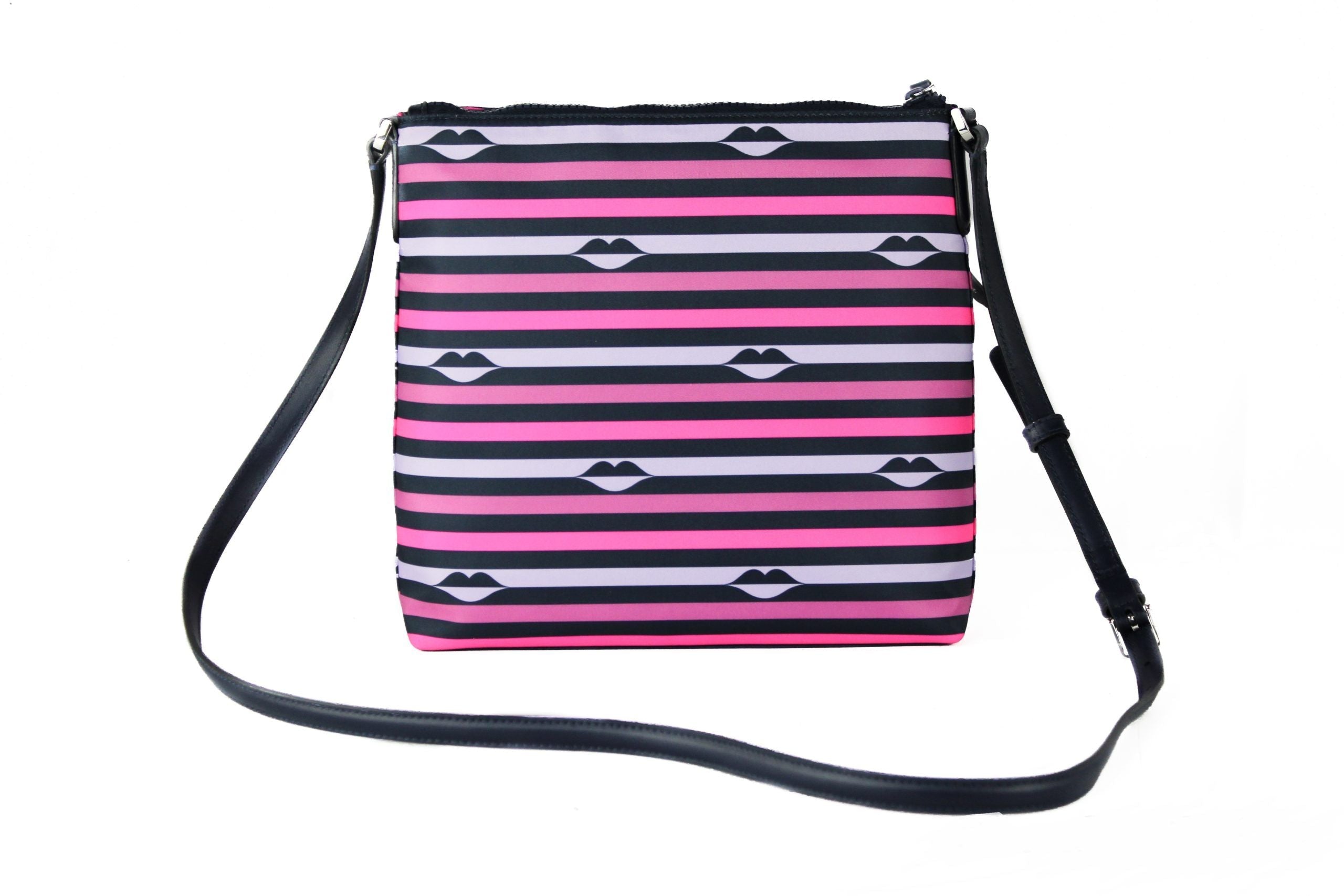 Kate Spade Jae Nylon Leather Flat Pink Striped Multi Crossbody HandBag Purse - Luksuslaukut ja asusteet Kate Spade - Tutustu YVES JAVANNI® 