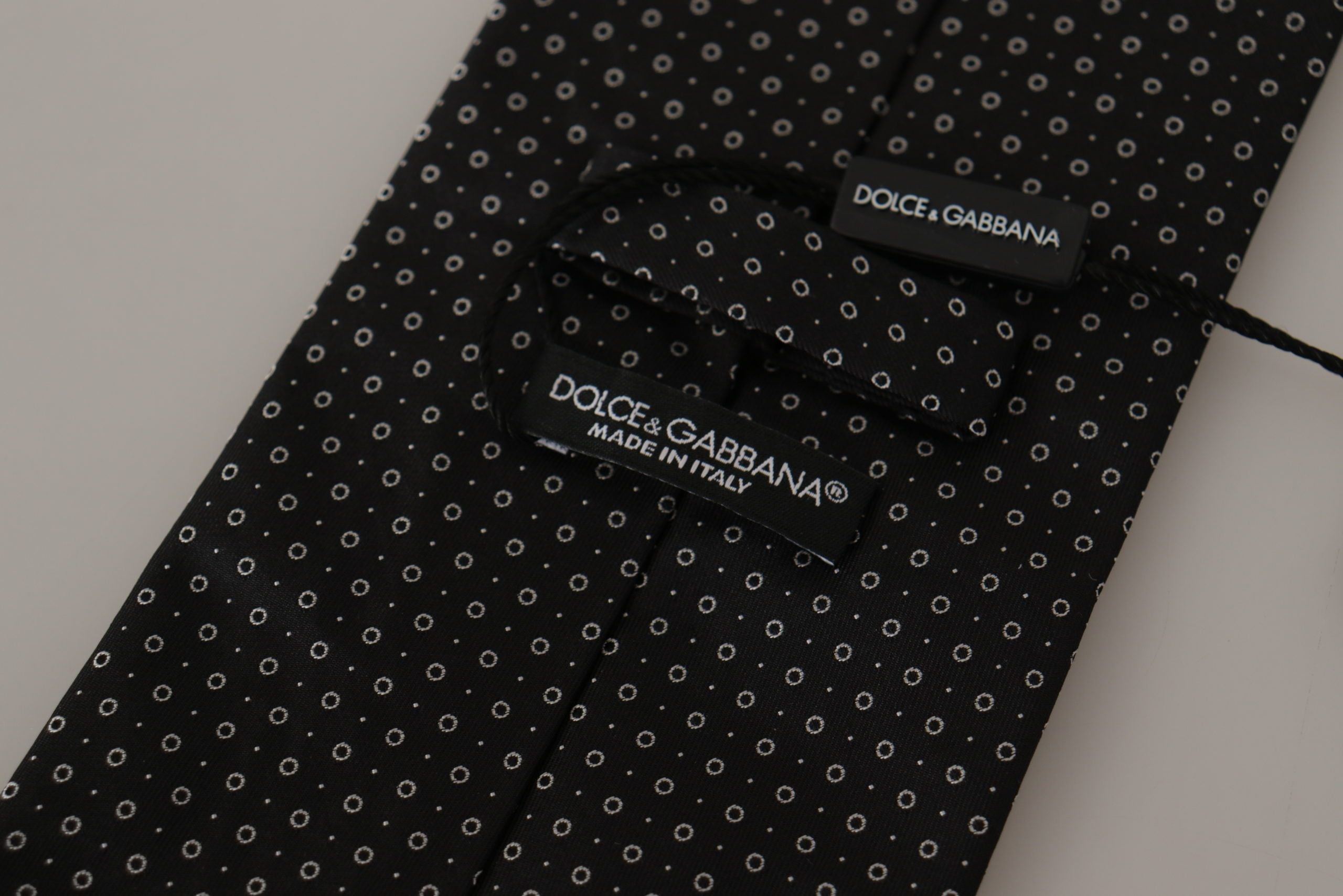 Dolce & Gabbana Elegant Black White Polka Dot Silk Tie - Luksuslaukut ja asusteet Dolce & Gabbana - Tutustu YVES JAVANNI® 