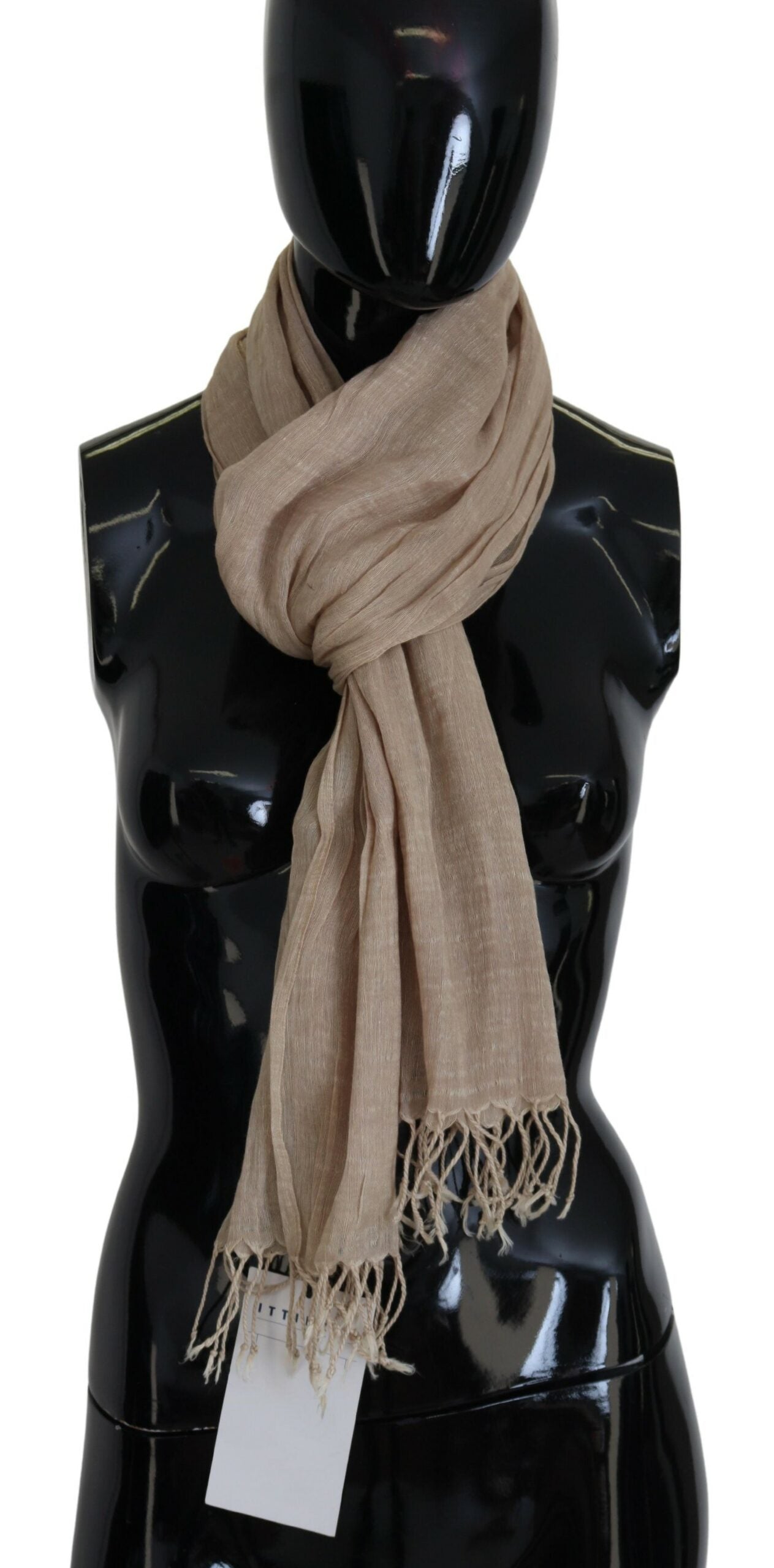 Costume National Chic Beige Fringed Scarf for Women - Luksuslaukut ja asusteet Costume National - Tutustu YVES JAVANNI® 