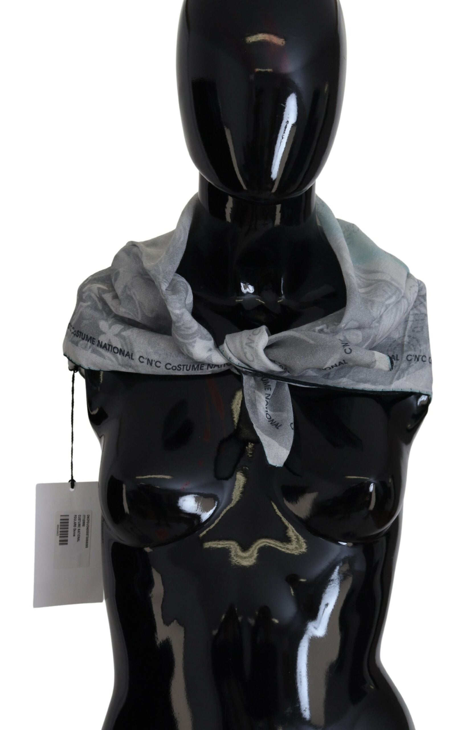 Costume National Elegant Grey Cotton Square Scarf - Luksuslaukut ja asusteet Costume National - Tutustu YVES JAVANNI® 