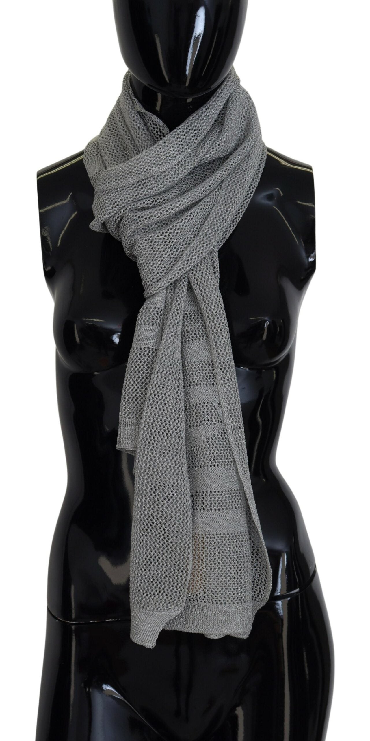 John Galliano Elegant Gray Knitted Designer Scarf - Luksuslaukut ja asusteet John Galliano - Tutustu YVES JAVANNI® 