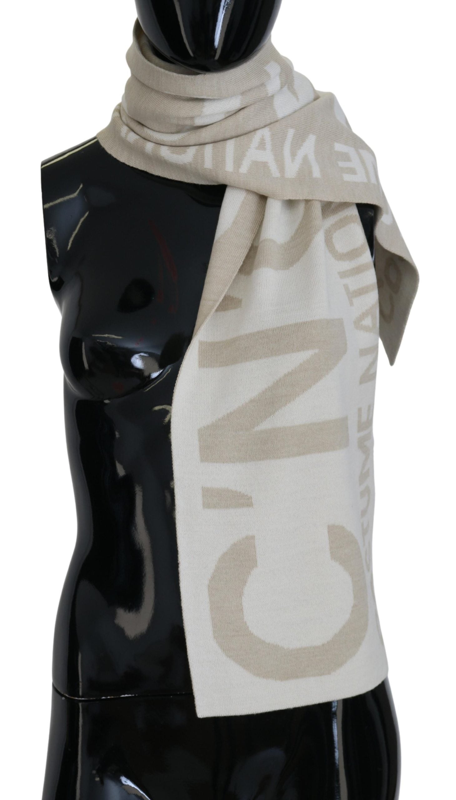 Costume National Elegant Beige Wool-Blend Scarf Wrap - Luksuslaukut ja asusteet Costume National - Tutustu YVES JAVANNI® 