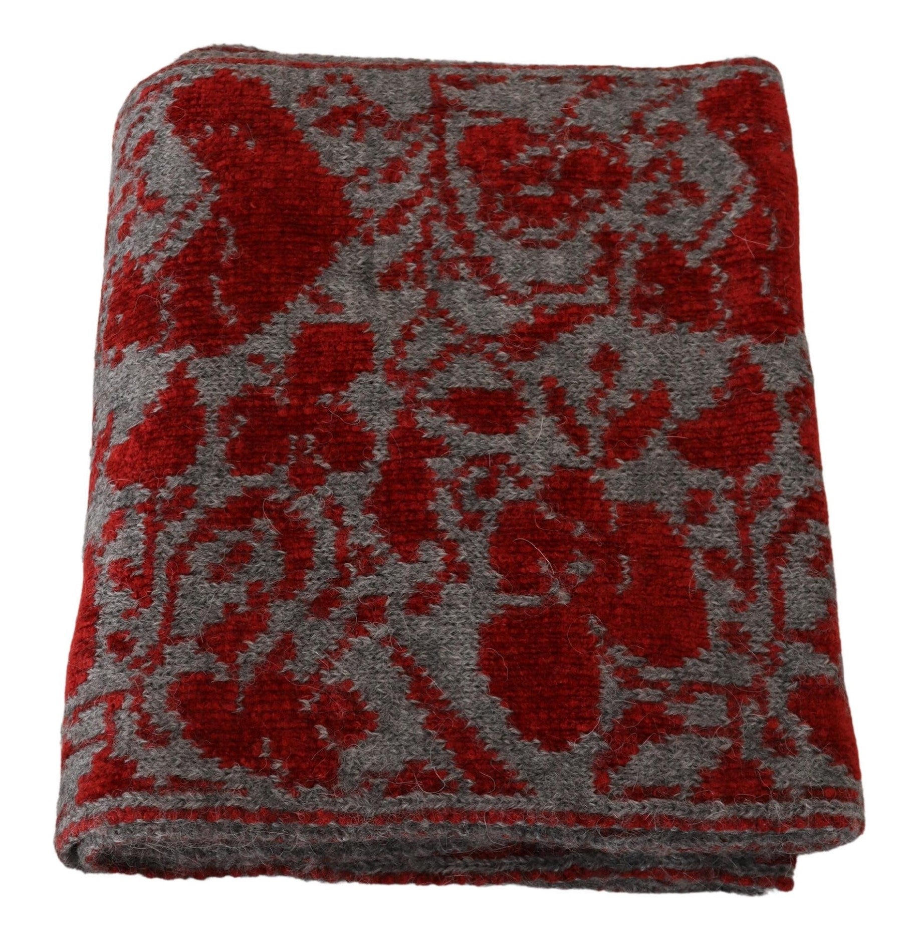 GF Ferre Chic Red and Grey Cotton Wrap Scarf - Luksuslaukut ja asusteet GF Ferre - Tutustu YVES JAVANNI® 