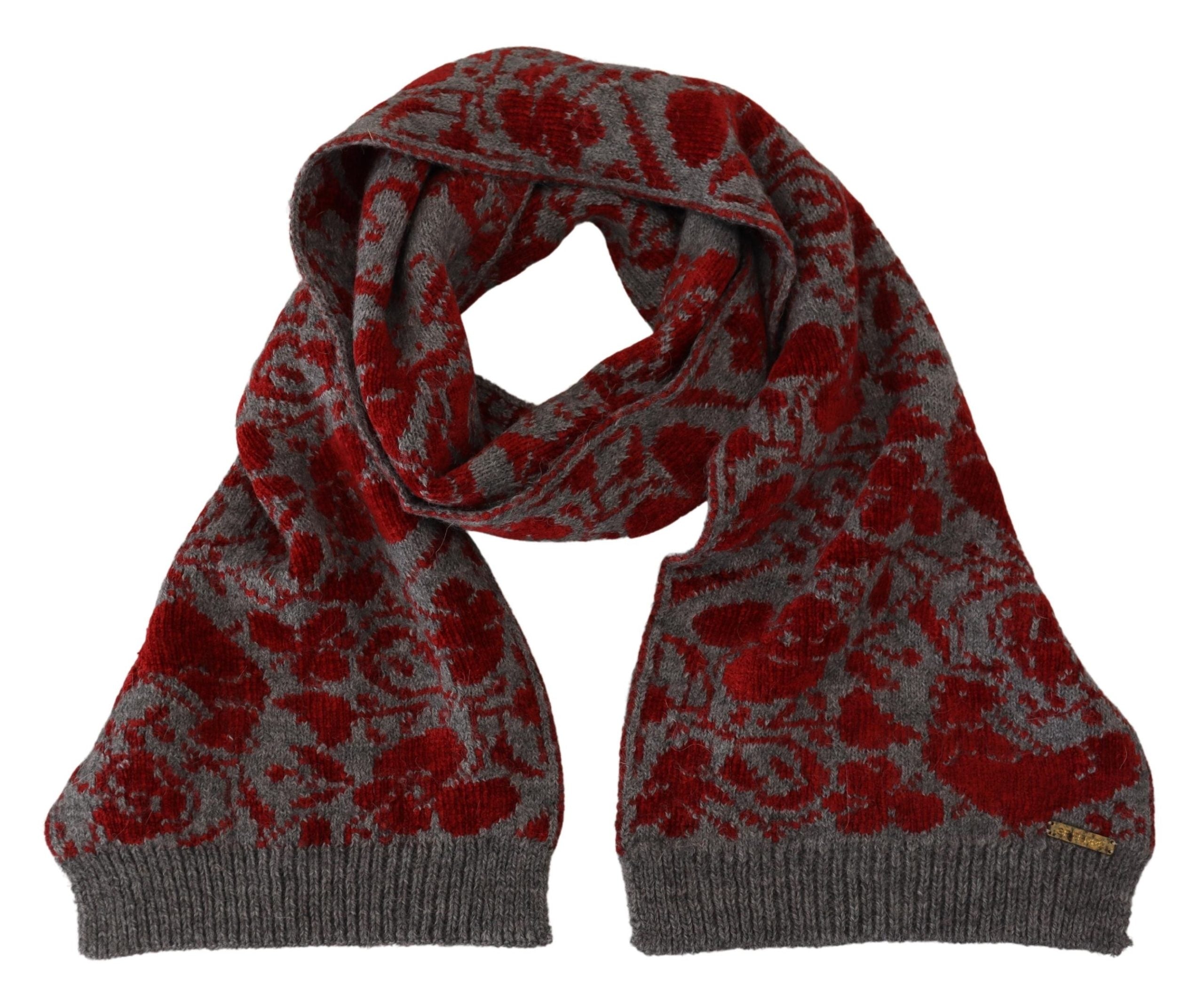 GF Ferre Chic Red and Grey Cotton Wrap Scarf - Luksuslaukut ja asusteet GF Ferre - Tutustu YVES JAVANNI® 