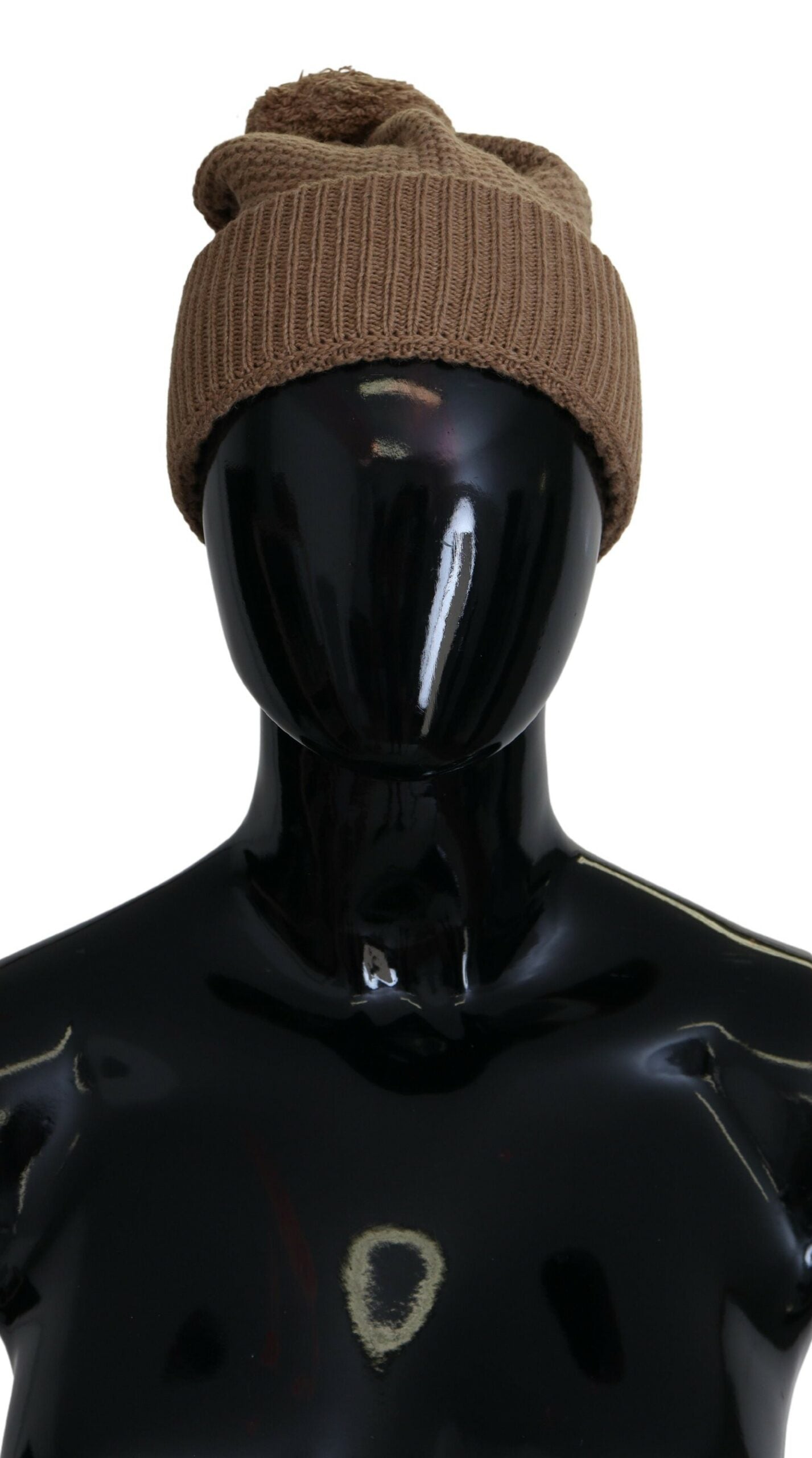 Dolce & Gabbana Elegant Camel Knit Beanie with Fur Accent - Luksuslaukut ja asusteet Dolce & Gabbana - Tutustu YVES JAVANNI® 