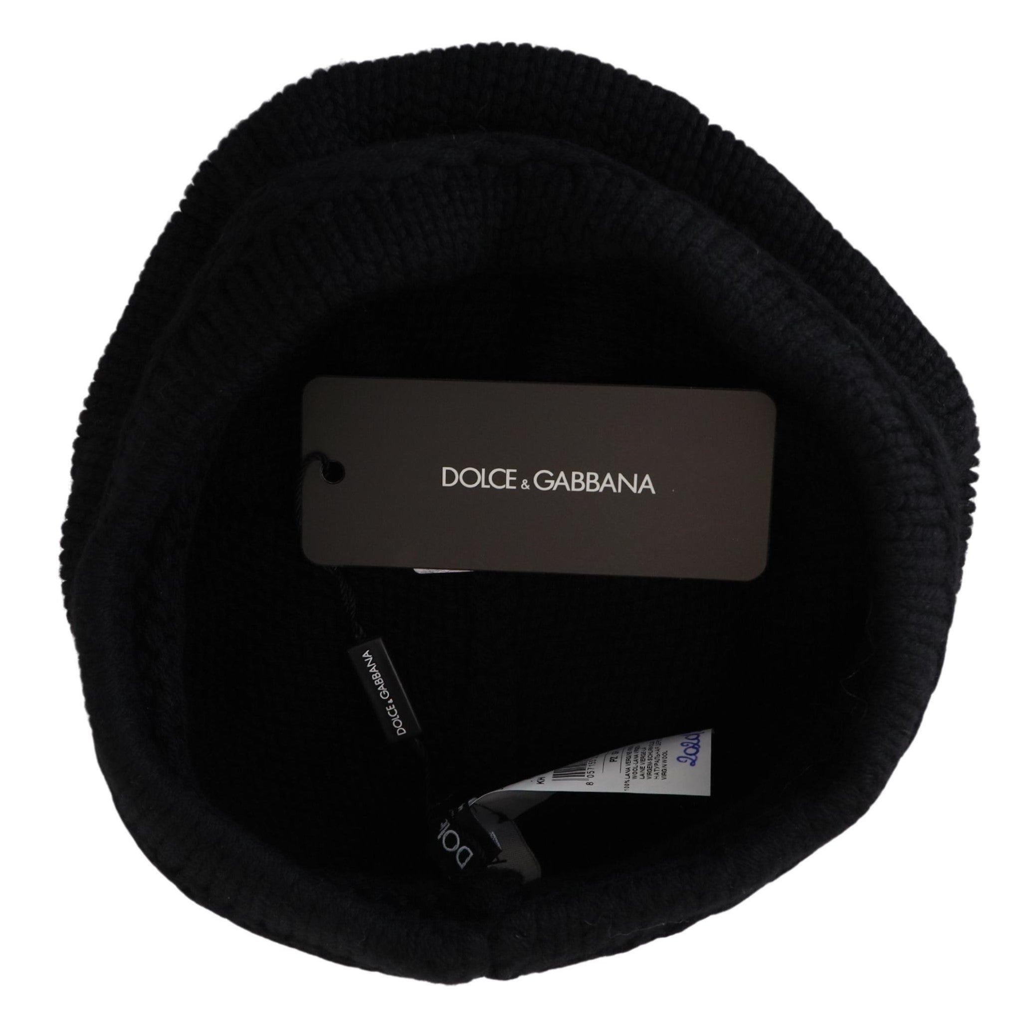 Dolce & Gabbana Elegant Black Virgin Wool Beanie Hat - Luksuslaukut ja asusteet Dolce & Gabbana - Tutustu YVES JAVANNI® 