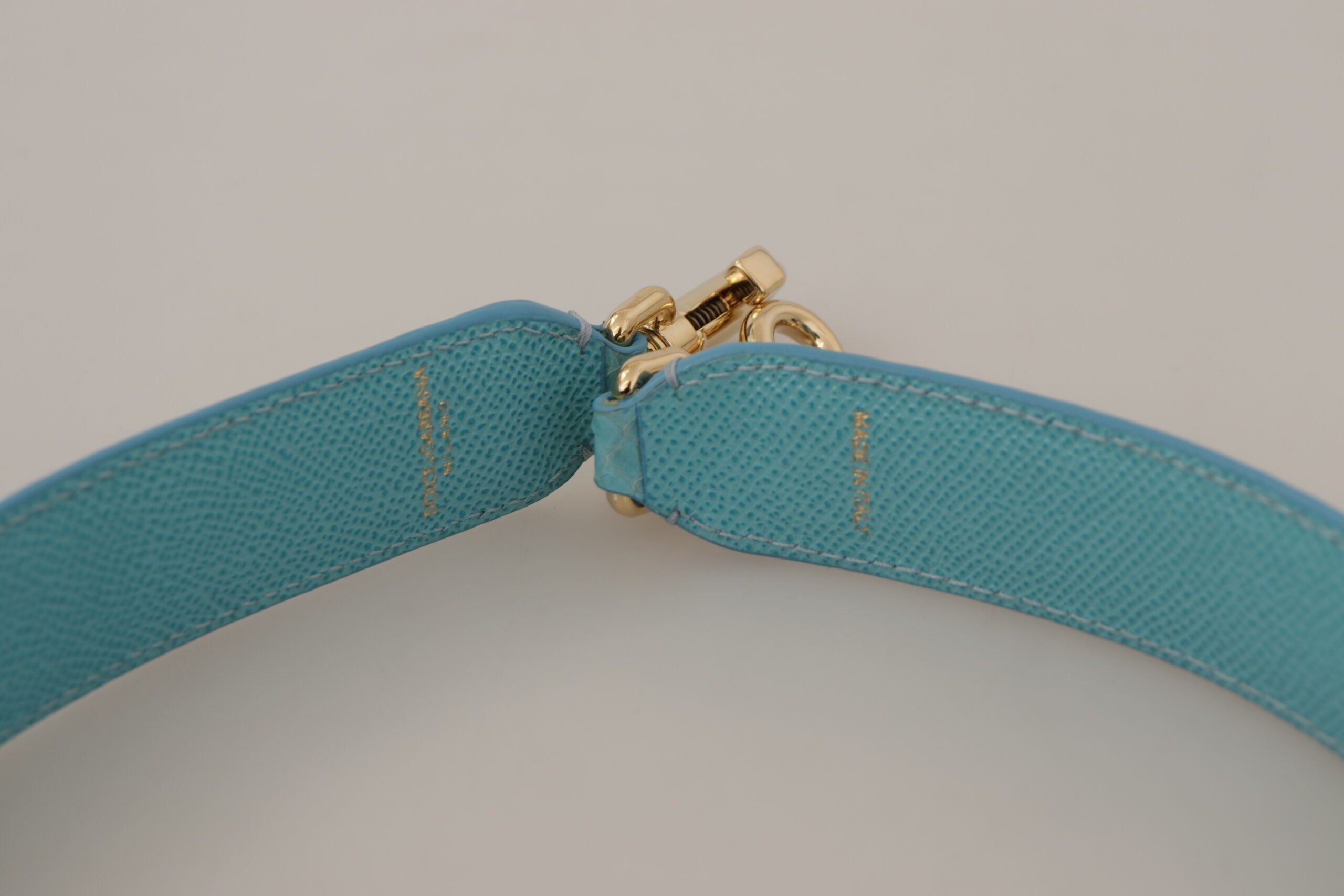 Dolce & Gabbana Elegant Blue Leather Bag Strap with Gold Accents - Luksuslaukut ja asusteet Dolce & Gabbana - Tutustu YVES JAVANNI® 