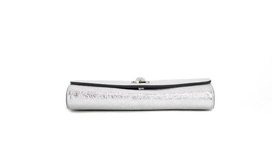 Versace Small Metallic Silver Lamb Leather Medusa Clutch Crossbody Wallet Bag - Luxury from Versace - Shop at YVES JAVANNI