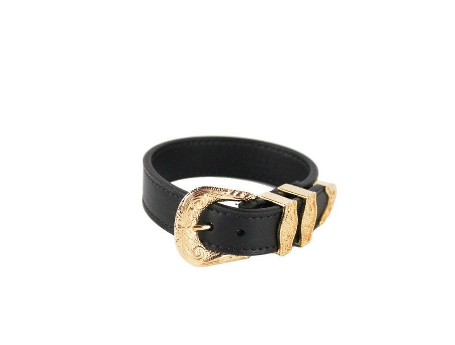 Versace Medusa Western Buckle Smooth Leather Gold Plated Brass Gold Bracelet - Luxury from Versace - Shop at YVES JAVANNI