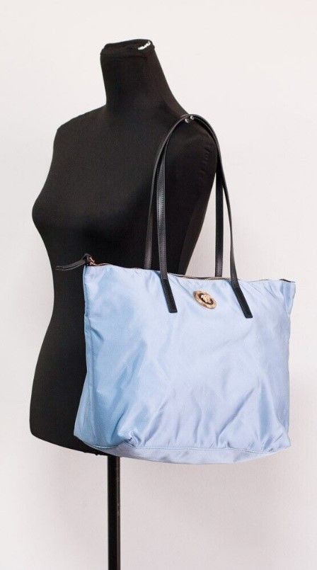 Versace Portuna Medusa Medium Cornflower Blue Nylon Leather Tote Bag Purse - Luxury from Versace - Shop at YVES JAVANNI