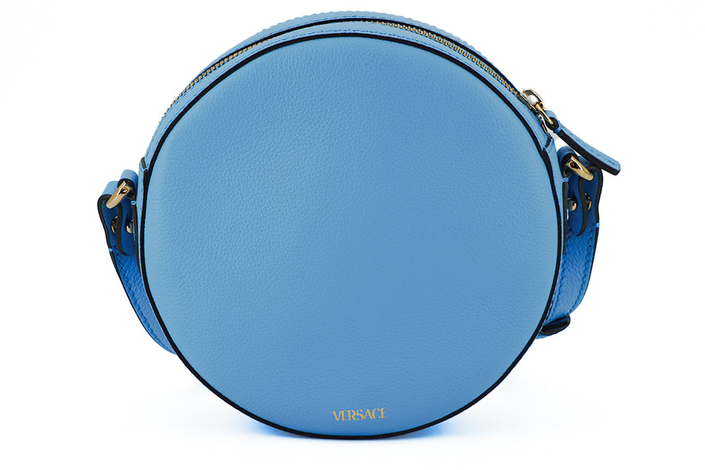 Versace Chic Blue Leather Round Shoulder Bag - Luksusmuotia Versace - Tutustu YVES JAVANNI® 