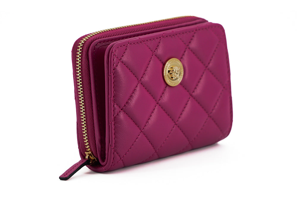 Versace Elegant Purple Quilted Leather Wallet - Luksusmuotia Versace - Tutustu YVES JAVANNI® 