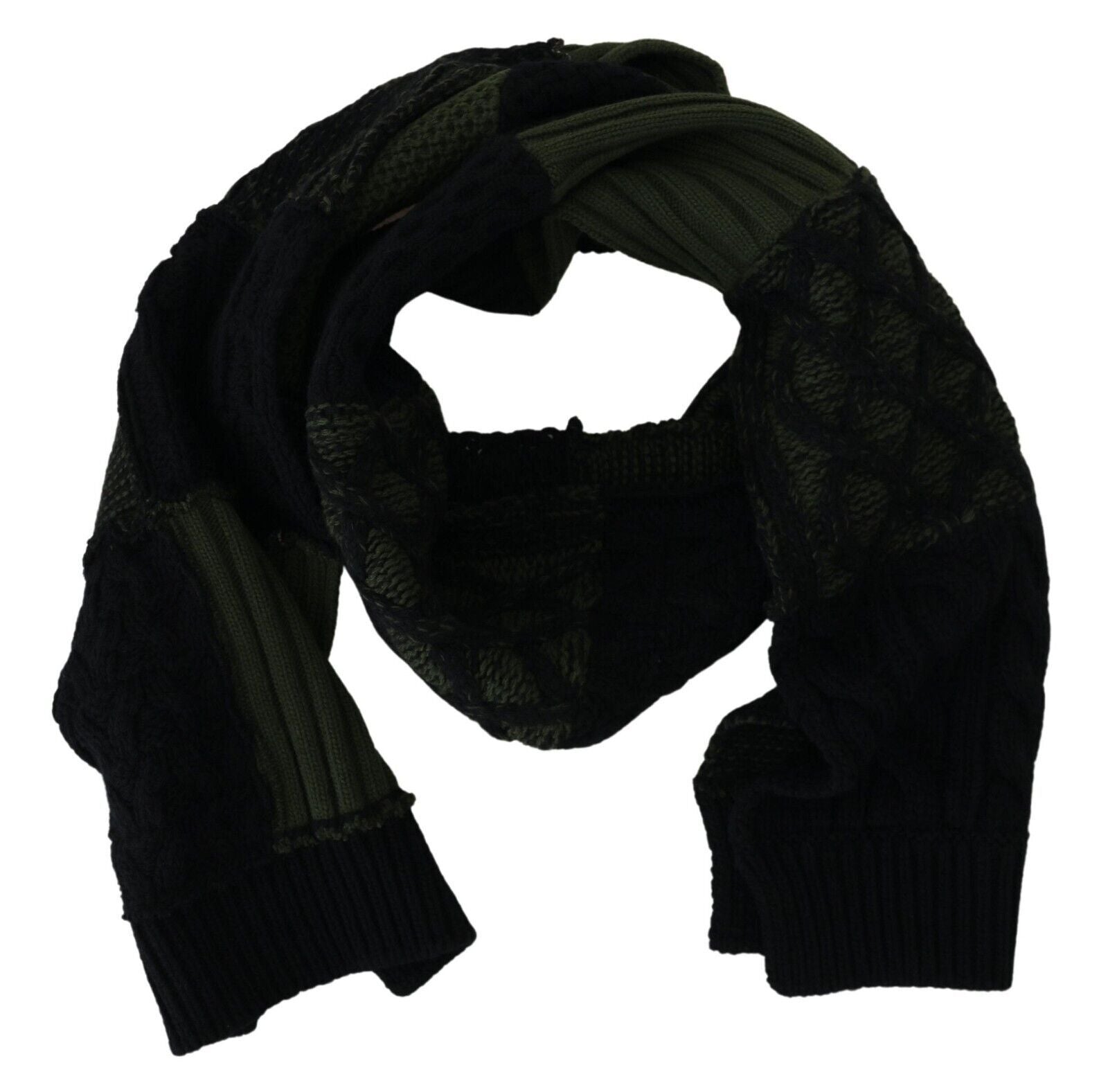 Dolce & Gabbana Elegant Wool Scarf in Black & Green - Luksusmuotia Dolce & Gabbana - Tutustu YVES JAVANNI® 