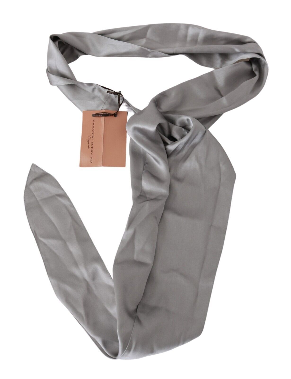 Ermanno Scervino Sleek Silver Silk Neck Scarf for Men - Luksusmuotia Ermanno Scervino - Tutustu YVES JAVANNI® 