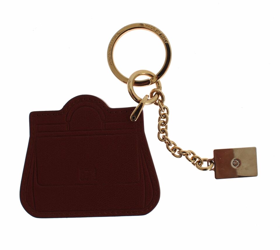 Dolce & Gabbana Elegant Brown Leather Keychain with Gold Detailing - Luksusmuotia Dolce & Gabbana - Tutustu YVES JAVANNI® 