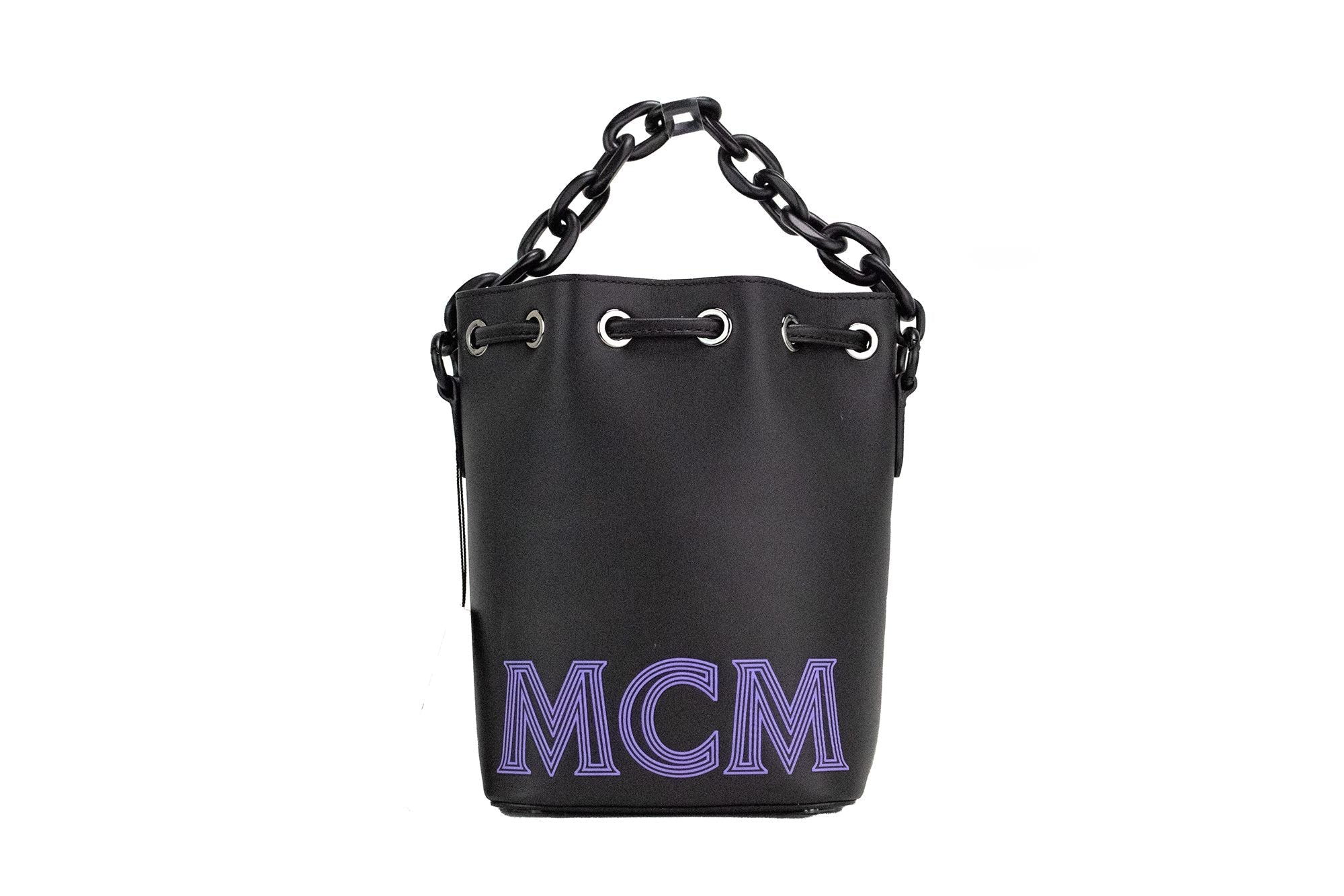 MCM Mini Black Purple Smooth Leather Chain Shoulder Drawstring Bucket Handbag - Luksusmuotia MCM - Tutustu YVES JAVANNI® 