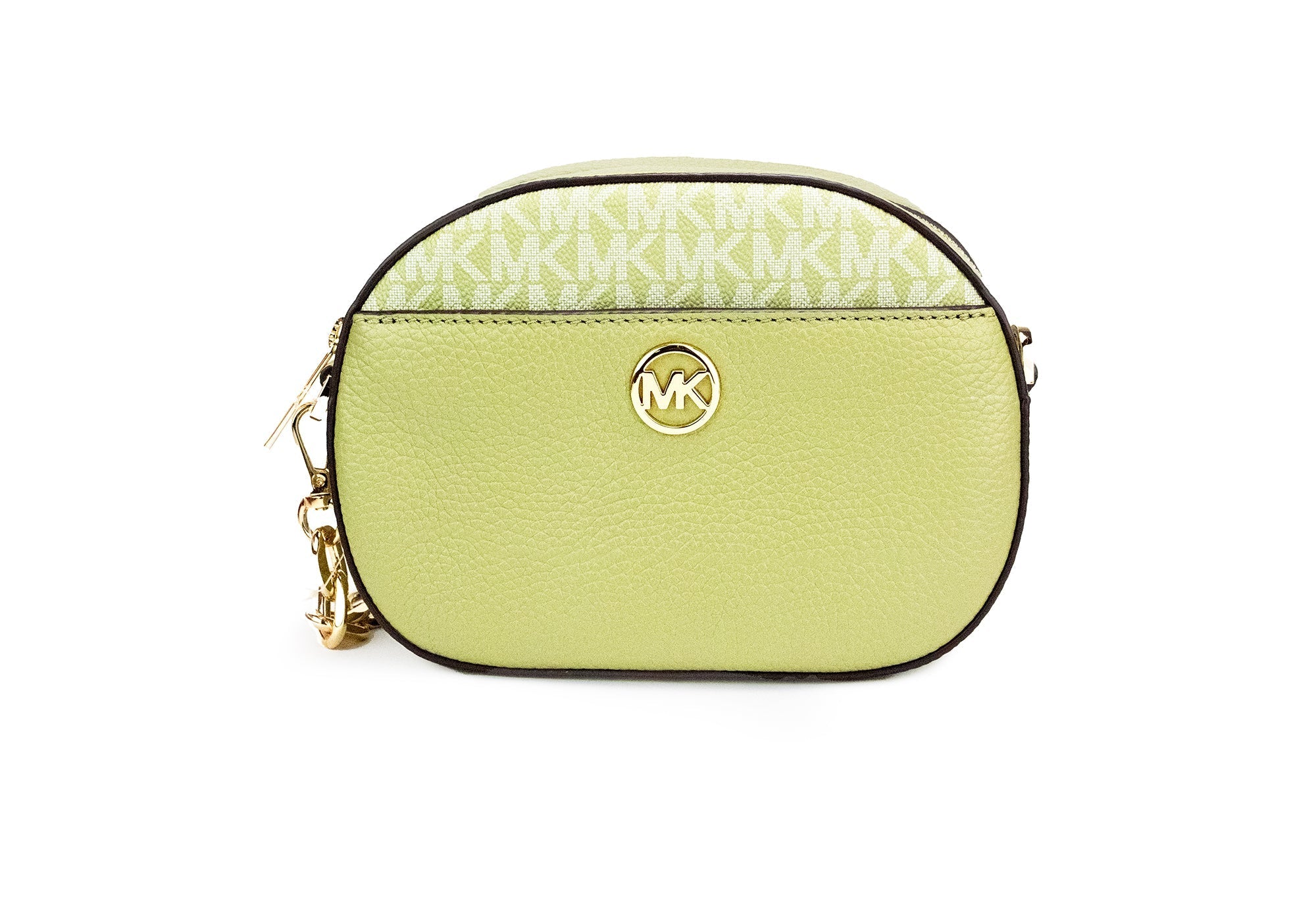 Michael Kors Jet Set Glam Light Sage Leather Front Pocket Oval Crossbody Handbag - Luksusmuotia Michael Kors - Tutustu YVES JAVANNI® 